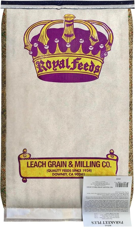 LEACH GRAIN & MILLING CO. Parakeet Plus, 25 lbs Premium Parakeet Bird Food, Nutrient-Rich Blend, No Waste Bird Seed for Outside Feeders, Birdseed with Vitamins & Minerals, Supports Energy & Growth