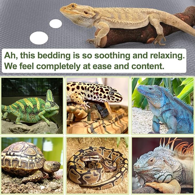 Reptile Carpet,Bearded Dragon Tank Accessories,Reptile Mat, Leopard Gecko Substrate,Bearded Dragon Tank Flooring,Snake,Tortoise Bedding(18" × 79 ", 3 PCS Grey Thicker Mat)