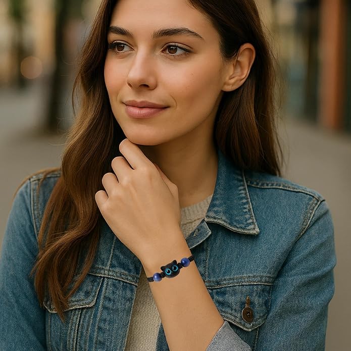 Halloween Black Cat Costume Accessories - Black Cat Bracelet, BlackCat National Day Jewelry, Cat Lovers Gift for Women & Girls