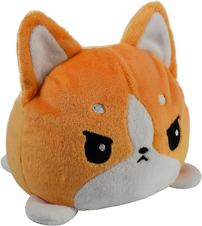 TeeTurtle Reversible Corgi Plushie 4-Inch Orange Two-Sided Flip Plush Toy with Embroidered Details - Cute Mini Collectible Plush for Kids, Teens, and Adults
