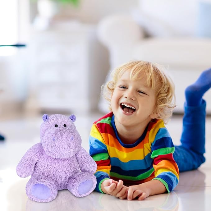 SuzziPals Warmable Hippo Stuffed Animals, Microwavable Stuffed Animal Heating Pads for Period & Stress Relief, Heatable & Coolable Hippopotamus Plush Toy, Cute Plushies Gifts for Kids & Women