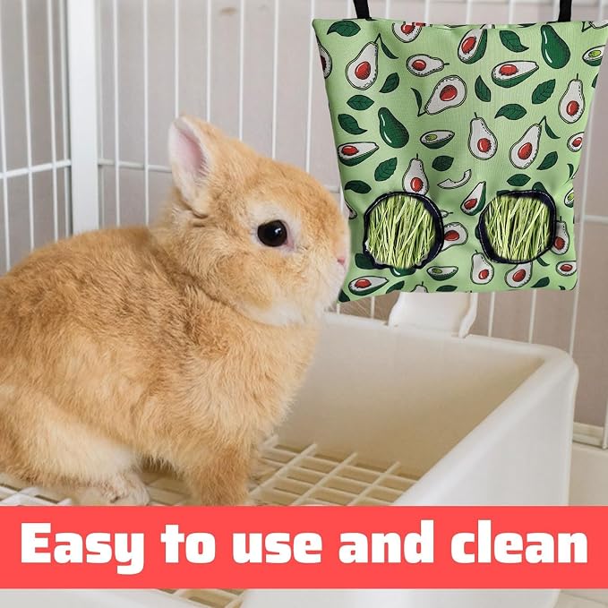 Rabbit Hay Feeder,2 PCS Guinea Hay Feeder Hay Feeder Rabbit,Hanging Hay Bags with Storage Pouch,Rabbit Hay Rack,for Guinea Pigs, Bunnies, Chinchillas, and Hamsters
