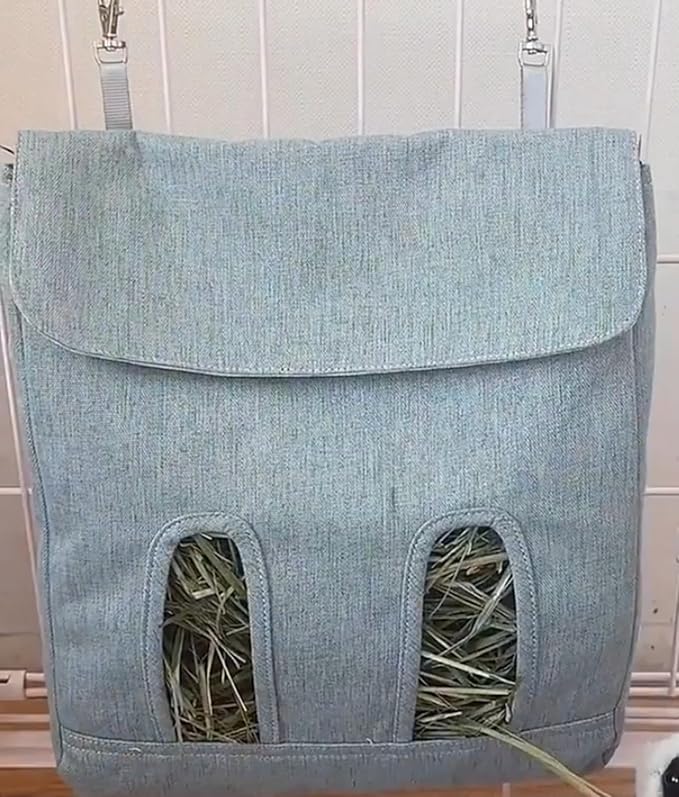 Rabbit Hay Feeder,Hanging Guinea Pig Hay Feeder Storage,Hay Bag for Chinchilla Hamsters Rabbit Guinea Pig Small Animals (3PC, Blue)