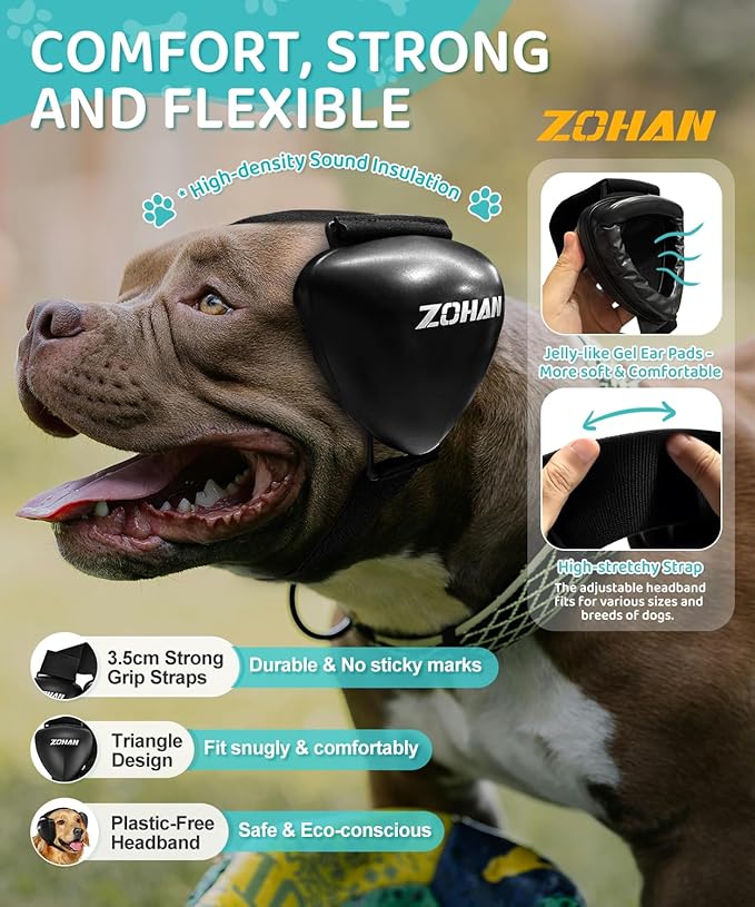 ZOHAN DG02 Upgraded Dog Ear Muffs Noise Protection - Dog Headphones Noise Cancelling with No Plastic for Fireworks, Thunder