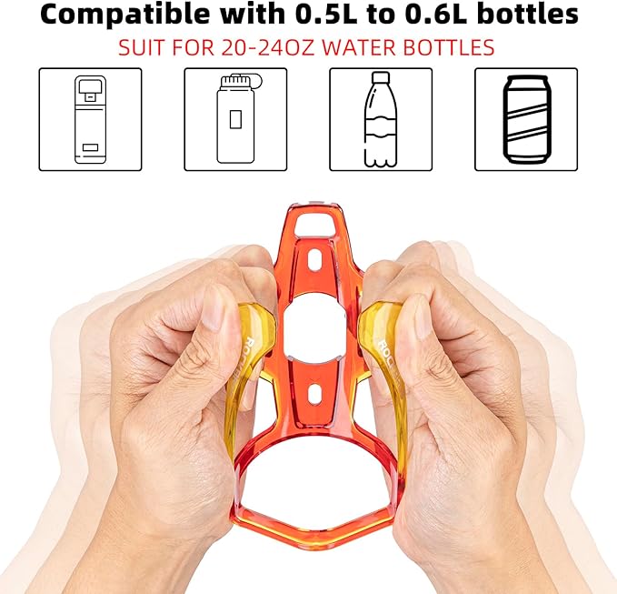 ROCKBROS Bike Water Bottle Holder Ultra-Light Bicycle Bottle Cages with Screws Tool, Universal Bike Cup Holder Rack for Road MTB Bikes… (Pack of 2)