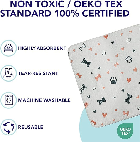 PUPIBOO Washable Pee Pads for Dogs and Cats - Super Absorbent Reusable Puppy Training Pads - 100% Waterproof, Leak-Proof & Non-Slip Whelping Pads for Pet Housebreaking