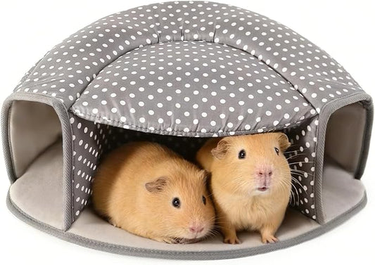 Guinea Pig Hideout Tunnel Bed, Washable Soft Small Animal Hideaway for Ferret, Chinchilla, Dwarf Bunny - House Pet Cage Accessory