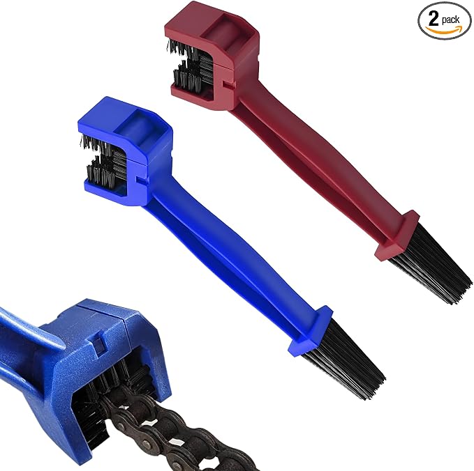 2 PCS Bike or Motorcycle Chain Washer, Motorcycle Chain Cleaning Kit, Motorbike Gear Dirt Stain Cleaning Brush, Bicycle Washer Cleaner Brush Tool for Bicycle Mountain Bike (Red+Blue, 2PCS)