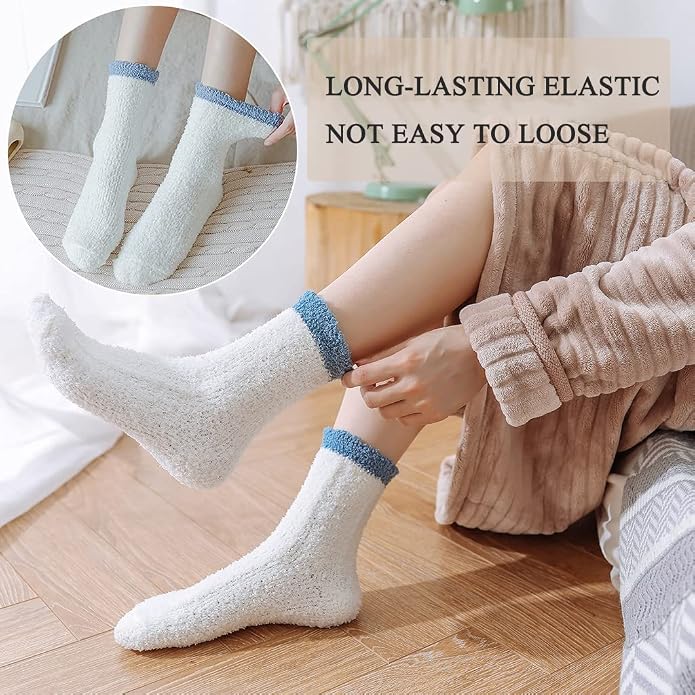 Ginmewrae Women Fuzzy Socks Cozy Soft Fluffy Cute Animal Slipper Socks Sleeping Warm Socks Christmas Gift for Girls
