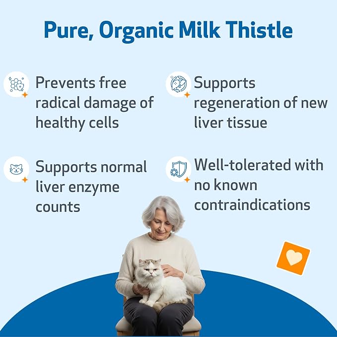 Pet Wellbeing Milk Thistle for Cats - Organic Herb, Milk Thistle Liver Detox Support, Antioxidants - NASC Certified & Vet-Formulated - 4 oz Liquid