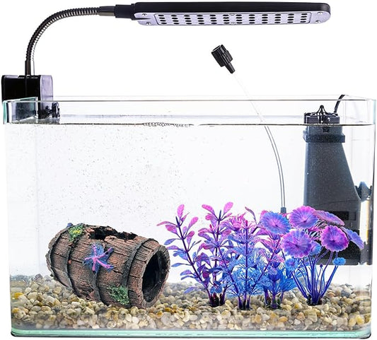 Faeshoo Fish Tank Decoration Betta Fish Tank Decorations Accessories for Aquarium Tank, Starfish Barrel x 1pc, Aquatic Plants x 4pcs
