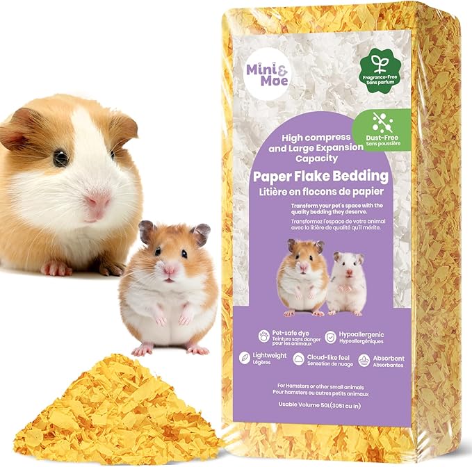 Hamster Bedding: Odor Control and Dust-Free Moisture Absorbent Natural Paper Small Pet Bedding - for Hamsters, Pigs, Guinea and Rabbits, 12 Liters