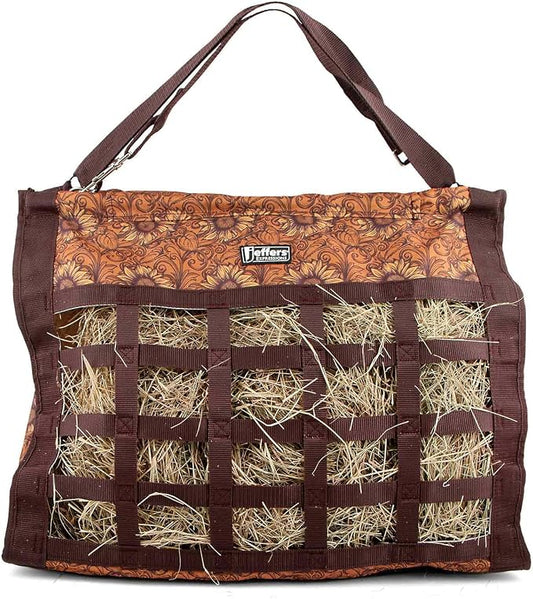 Jeffers Expression Extend Feed Hay Bag - Natural Slow Feed Hay Feeder, Durable 600D Material, Mesh Bottom & Top Loading Design, Holds Up to 2 Flakes for Horses, Goats & Livestock - Bloomin Toolin