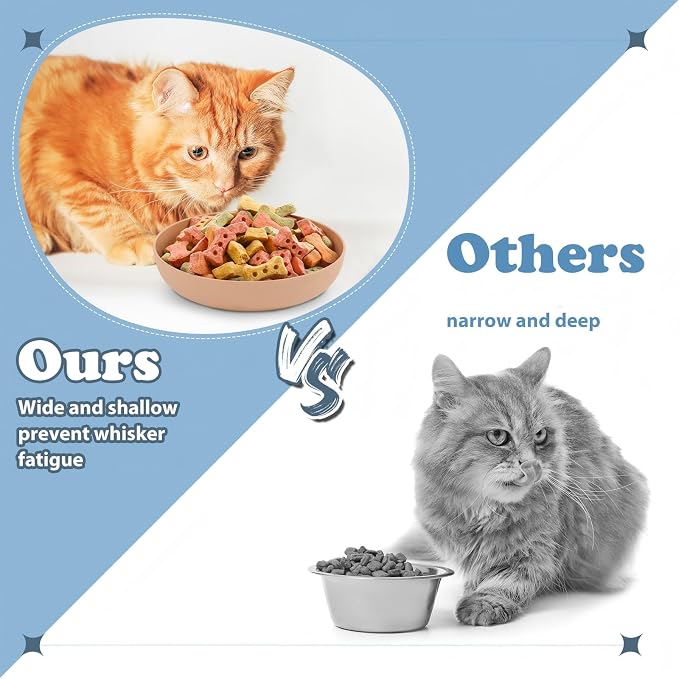 Tioncy 24 Pcs Cat Food Bowl 5.5'' Fatigue Relief Shallow Cat Food Dish Wide and Small Pet Wet Plate Wide Stray Wet Feeding Bowl for Ferrets Feral Short Legged Kitten, Wheat Straw(Three Color,Classic)