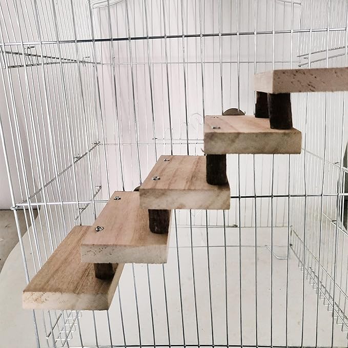 NUOBESTY Small Animal Wooden Ladder Platform Cage Bridge Guinea Pig Habitat Climbing Toy for Rabbit Hamster Bunny Squirrel Hedgehog Chinchilla Rat Mouse