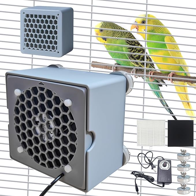 Bird Dust Vacuum,Acuum Cleaners for Pet Birds Feathers,Adjustable Wind Speed,Bird Cage Accessories for Conure Cockatiel Budgies Lovebird Parrotlet. (Gray)