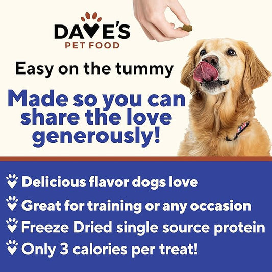 Dave's Pet Food Freeze Dried Venison Treats for Dogs with Pumpkin Fiber & Probiotics, Easy to Digest, Complete & Balanced Nutritious, Freeze Dried Dog Food Topper, USA Made (10 oz)