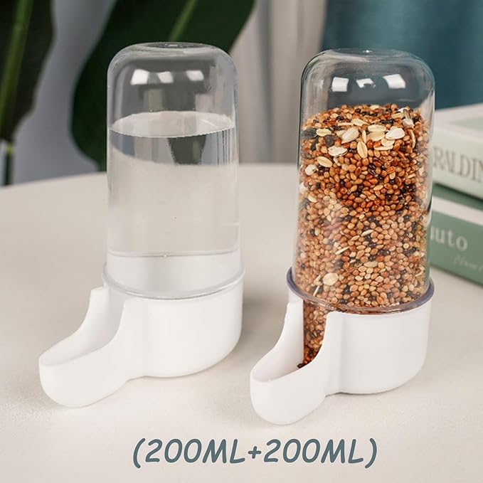 2 Pieces Bird Feeder Water Dispenser, Automatic Bird Feeder and Drinker Set for Cage, No Mess Hanging Parrot Food Bowl, Parakeet Cage Accessories for Hamsters,Pigeons,Parrot (C)