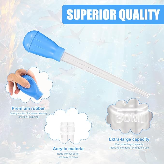 2 Sets Long Pipette for Fish Tank Coral Food Feeder Long Syringe Aquarium Coral Feeding Tube, with Extension Tube, Tweezers, for Reef Roids Aquatic Plant Snake Lizard Axolotls, Fish Tank Accessories