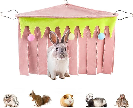 Forest Cage Corner Hideout, Pets Corner Hideout for Guinea Pigs, Rabbits, Ferrets, Chinchillas, Gerbils, Hedgehogs (Pink)