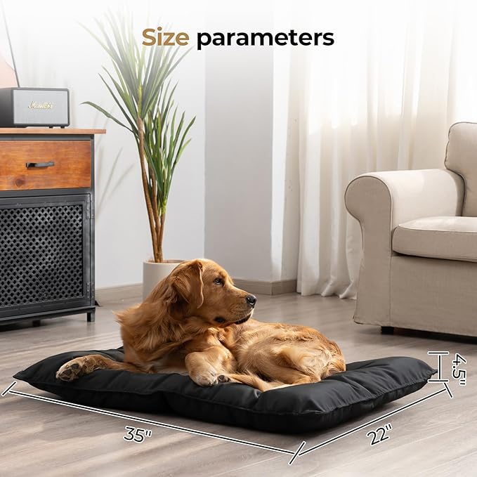 Chew Proof Indestructible Dog Bed - Durable Dog Bed for Aggressive Chewers, Machine Washable & Waterproof Indoor Outdoor Crate Pad, Tough Kennel Pad for Medium Dogs (Medium (22"x35"))