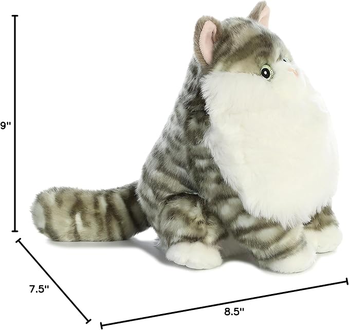 Aurora® Charming Fat Cats™ Dumpling Tabby™ Stuffed Animal - Cuddly Companions - Aesthetic Appeal - Gray 9 Inches
