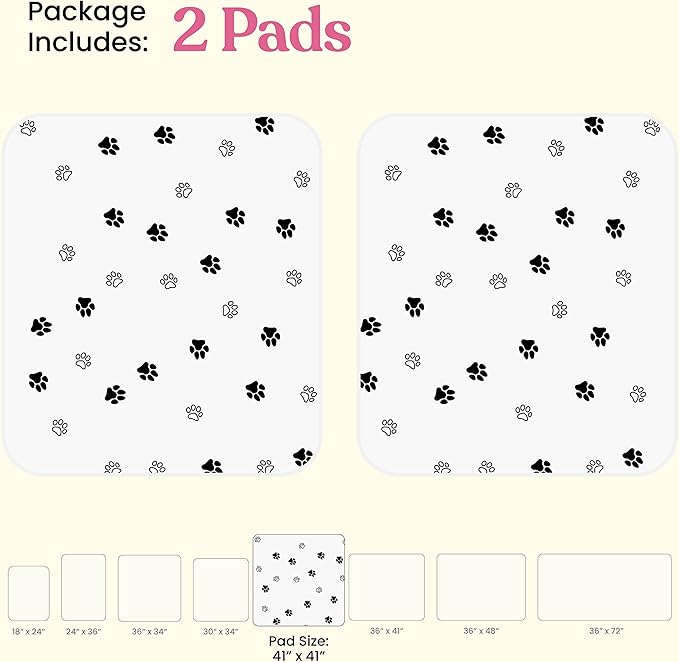 Super Absorbent Washable Pee Pads for Dogs - 2-Pack Superior Reusable Puppy Pads Pet Training Pads –100% Waterproof Dog Pee Pad Protects Against Urine Leakage Non-Slip Grip Prevents Slipping& Bunching