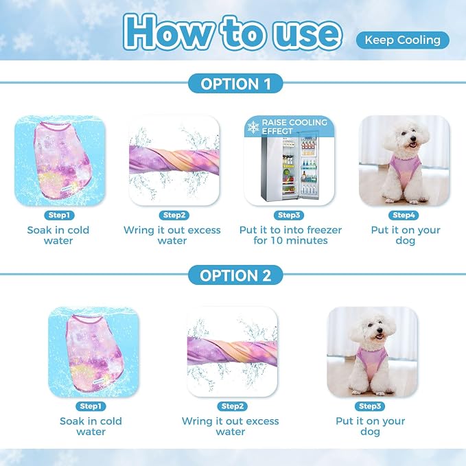 cyeollo 2pack Dog Shirt Cooling Breathable Sleeveless Summer Clothes for Dogs, Intant Cool T Shirts for Medium Large Dogs, Purple 2XL