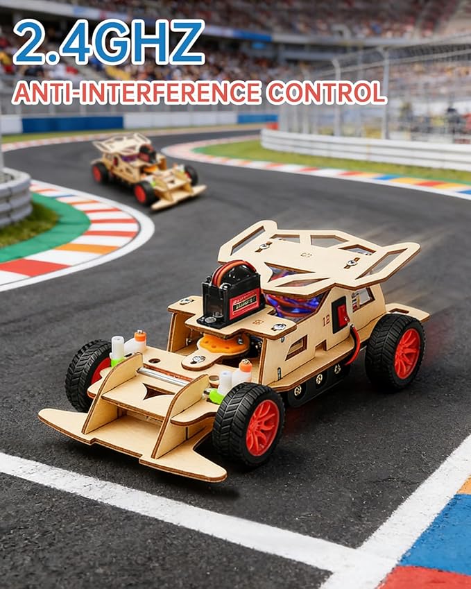 Poraxy STEM Kits for Kids 8-10, STEM Toys for Boys Ages 8-13, Remote Control Car, Wooden 3D Puzzles Science Kits 8-12 Projects Building Model, Birthday Gifts for 9 11 14 Year Old Teen Boys Girls