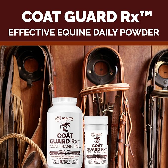 Extra Large. 2 Lbs. Coat Guard Rx™ Coat, Tail, Mane Powder for Horses - Rain Rot, Sweet Itch, Treatment & Dry Shampoo for Horses.