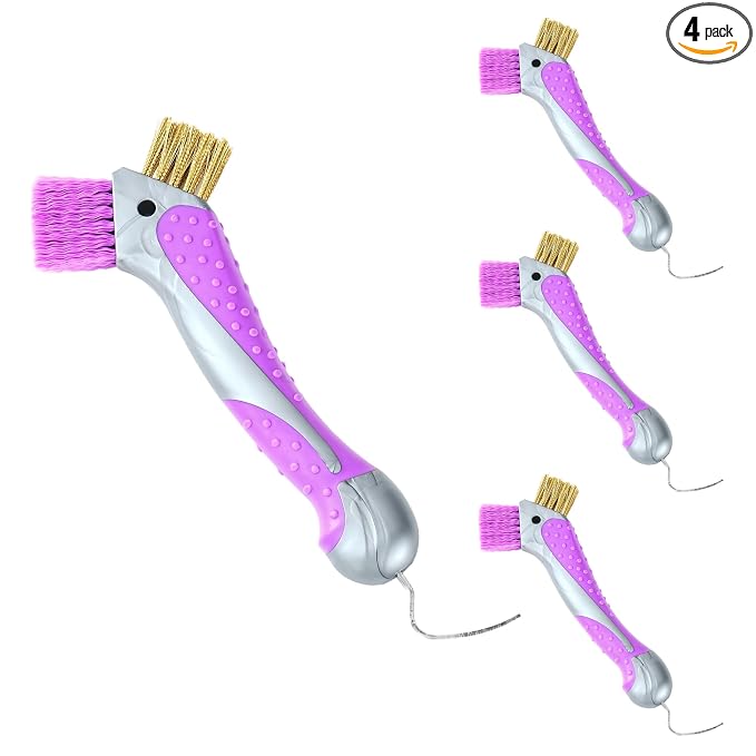 Horse Hoof Pick with Dual Brush 4 PCS Set,TPR Non-Slip Grip, Farrier Tool Hoof Pick for Horse Hoof Cleaning and Grooming