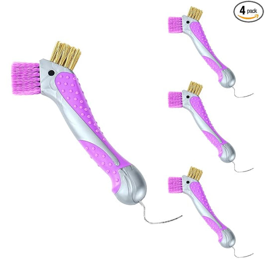 Horse Hoof Pick with Dual Brush 4 PCS Set,TPR Non-Slip Grip, Farrier Tool Hoof Pick for Horse Hoof Cleaning and Grooming