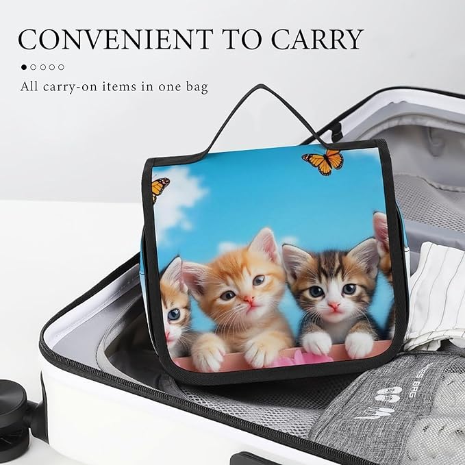Toiletry Bag Garden Wonder Kittens Cats Hanging Travel Makeup Organizer Cosmetic Bag for Full Sized Toiletries