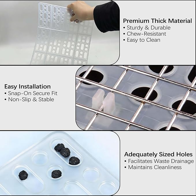 kathson 4 Pcs Rabbit Feet Pad Plastic Bunny Cage Floor Mat Foot Resting Hole Leak Water Nest Mat Pet for Small Animal Hamster Rat Chinchilla Guinea Pig Cats Dogs (White)