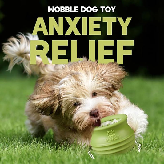 Dog Enrichment Treat Toy, Long-Lasting Wobbly Interactive Freeze Lick Toys for Dogs, Stuffable Puzzle Feeder Toy for Boredom, Silicone Treat Dispensing Chew Toy (Green,M)