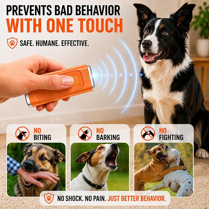 NEW 2026 Dog Bark Deterrent Device - Ultrasonic Anti Barking Device for Dogs - Humane Rechargeable Bark Control & Dog Training Tool for Small Medium Large Dogs - Indoor Outdoor Anywhere Daily