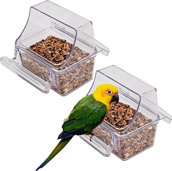 2 Pcs Bird Feeder Water Dispenser, Bird Feeder and Drinker Set, Automatic Bird Feeder for Cage, Hanging Bird Food Bowl, Bird Cage Accessories for Hamsters,Pigeons,Parrot