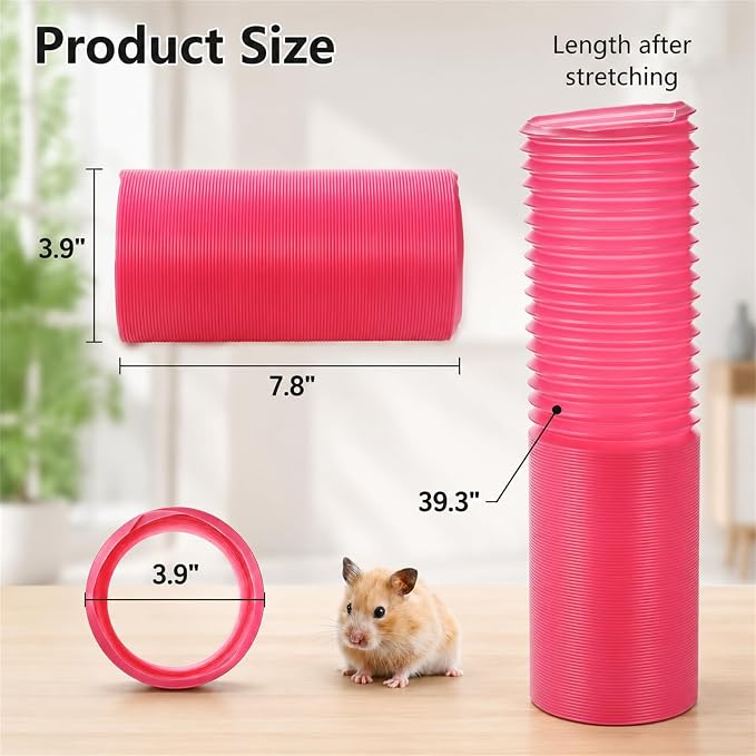 ZENFUN 3 Packs Hamster Fun Tunnels, Pet Mouse Plastic Tube, Collapsible Plastic Tunnel, Tube Pet Hideaway, Training Hideout Tunnels for Guinea Pigs, Chinchillas, Rats, Ferrets, Dwarf Rabbits