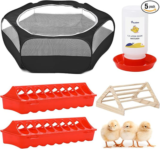 Pawaboo Chick Brooder Box for Chick Starter Kit, Brooder Pen/Chicken Supplies Brooders Box with Chicks Perch Brooding Up to 15 Chicks, Duck and Quail, Black