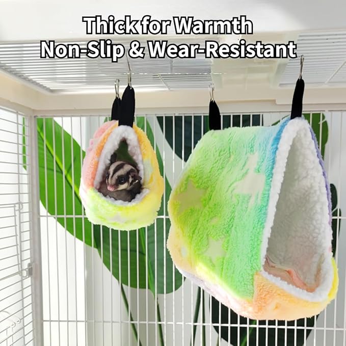 Cotton Guinea Pig Rat Hammock, Colorful Hamster Hanging Nest Warm Hideout Cage for Small Animals Sugar Glider Parrot Ferret (Colorful,Medium)