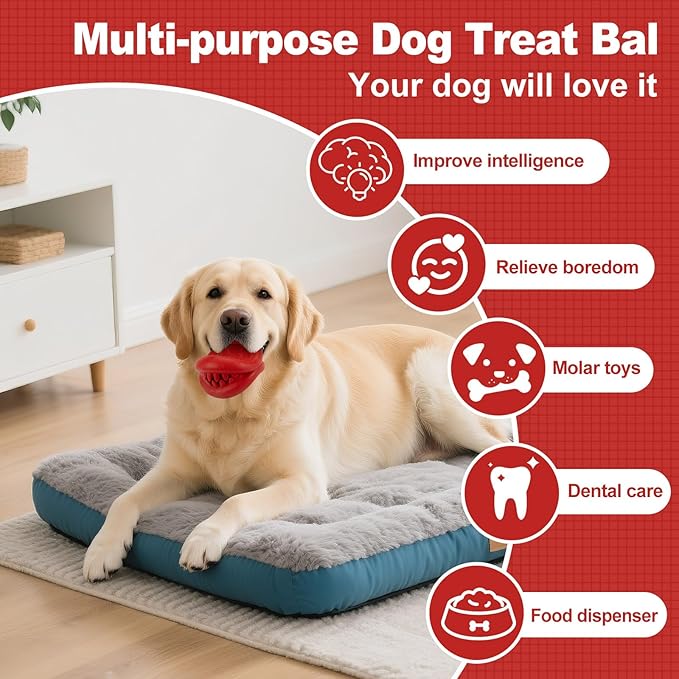 Durable Natural Rubber Dog Chew Toys for Aggressive Chewers, Treat Dispensing Dog Toys, Interactive Enrichment Toy to Keep Dogs Busy, Mental Stimulation, Clean Teeth