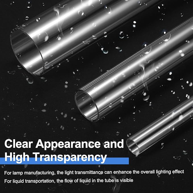 uxcell 3Pcs Clear Rigid Acrylic Pipe, 26mm(1.02") ID x 30mm(1.18") OD 6" Round Polycarbonate Tube Plastic Tubing for Plumbing, Lighting, Aquarium, DIY Projects