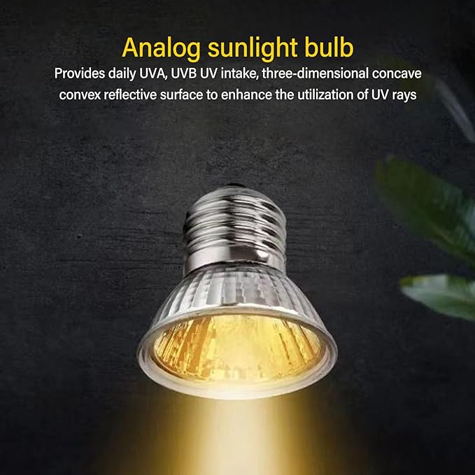 220V Reptile Heat Lamp, Professional Efficient Save Energy 360 Degree Lighting Warm UVA UVB Basking Lamp, Sunlight Bulb for Reptile Amphibian Tortoise Snake Gecko Bearded Dragon Use(#1)