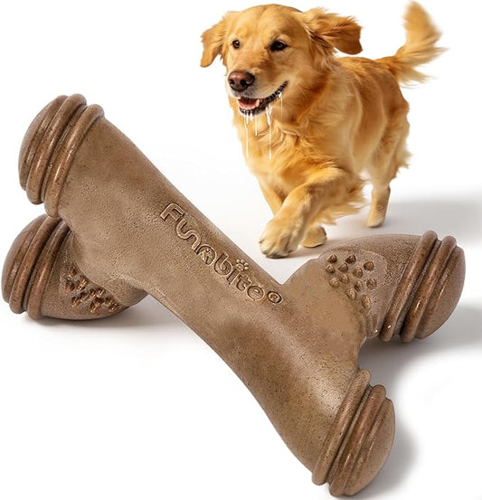 Tough Dog Toys for Aggressive Chewers,Bacon Scented & Nylon Bone to Keep Them Busy, Durable Chew Toy for Medium & Large Breeds (25-80 lbs)