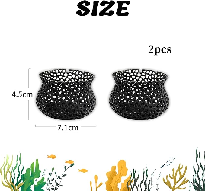 HOZOE Aquarium Submerged Plant Pot, Underwater Plant Anchor, Fish Tank Aquatic Plante, Aquarium Landscaping Decoration, Decorative Accessories - 2-Piece Set (Black)