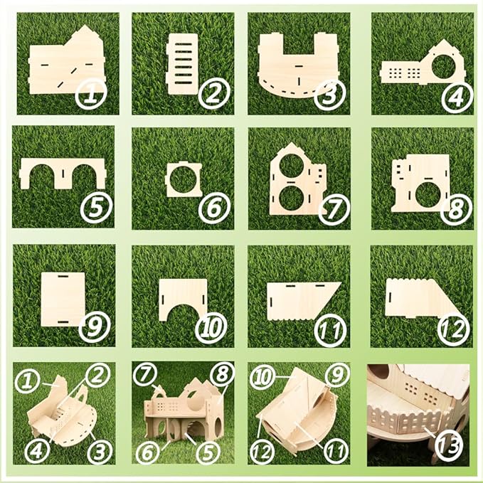 Baby Guinea Pig Maze Wooden House Fun Slide House Double-Decker House, Suitable for Guinea Pigs, Large Syrian Hamsters, Chinchillas Adult Dwarf Gerbils and Other Small Animals(Large Size)