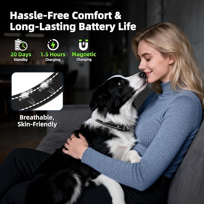 Jicawz Dog Bark Collar for Large Medium Small Dogs, AI No-Bark Collar for Dogs Training Collar, Smart Barking Collar, Rechargeable Bark Collar
