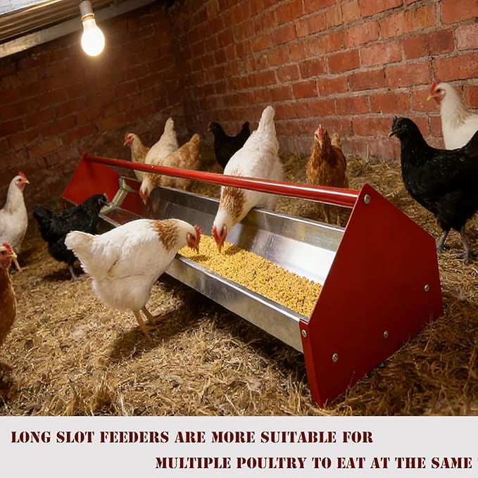 Chicken Feeding Trough,Chicken Feeder,45" Heavy Duty Galvanized Steel Feeder with Drainage Holes & Crossbar,Suitable for Poultry Feeder Trough for Chicken, Duck, Geese, Turkey (1 Piece)