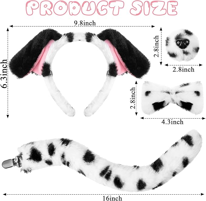 SATINIOR Puppy Dog Costume Set Ears Headband Nose Bow Tie Tail Animal Cosplay for Halloween