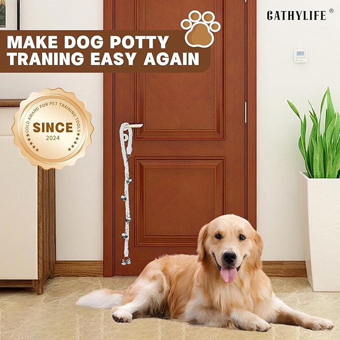 Dog Bells to Go Outside & Puppy Potty Training. Adjustable Dog Door Bell Ring to Go Potty. Handmade with Premium PU Leather. Twisted Style. (White)